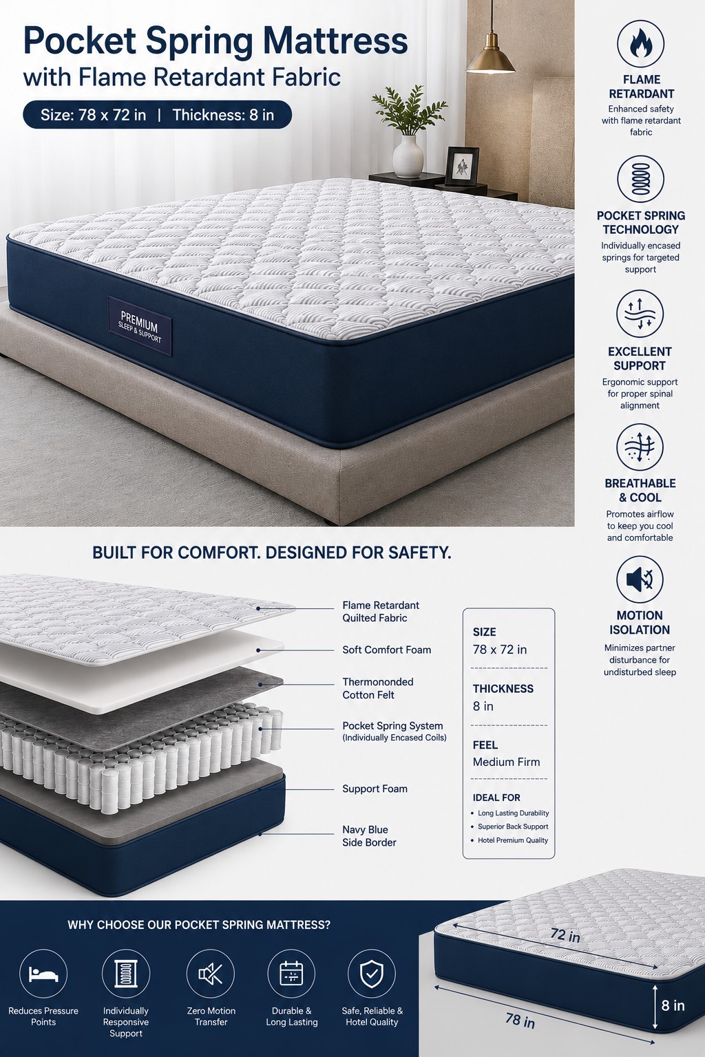 Hotel bed and mattress setup